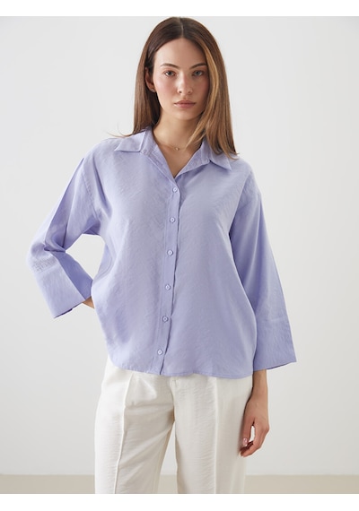 Lcwaıkıkı Classic Lila Modal Karışımlı Oversize Kadın Gömlek