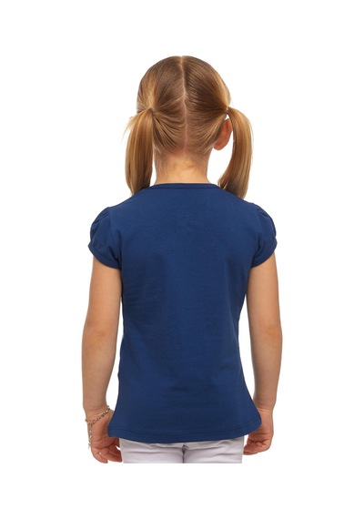 Lovetti Indigo Kız Çocuk Kısa Kollu Basıc Tişört İndigo
