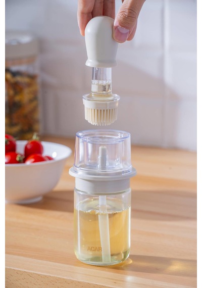 Acar Harlow Cam Hazneli Silikon Fırçalı Yağdanlık - 180 Ml