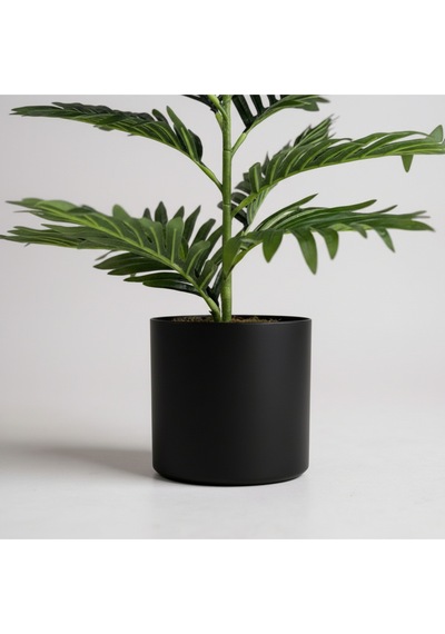 100 Cm Yapay Areca Palmiyesi Premium Dekoratif İç Mekan Bitkisi Siyah Metal Saksı Yeşil