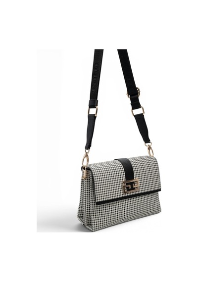 Silver & Polo Silver Polo Siyah - Siyah Kaz Ayağı Ekose Kadın Çapraz Çanta Sp1009
