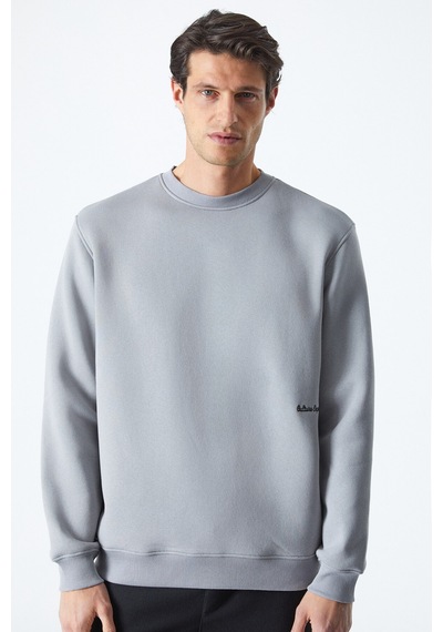 Grimelange Dane Erkek Organik Kumaşlı Yumuşacık Gri Sweatshirt Gri