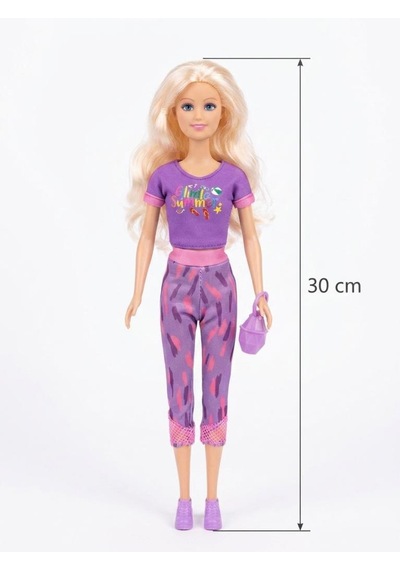 Elonna Urban Life Manken Bebek Seti - 30 Cm Hareketli Eklemli Modern Kıyafetli Moda Bebeği Mor