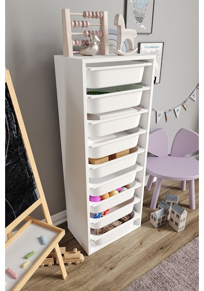 %100 Mdf - Xl Mono 9 Sepetli Oyuncak Dolabı Beyaz