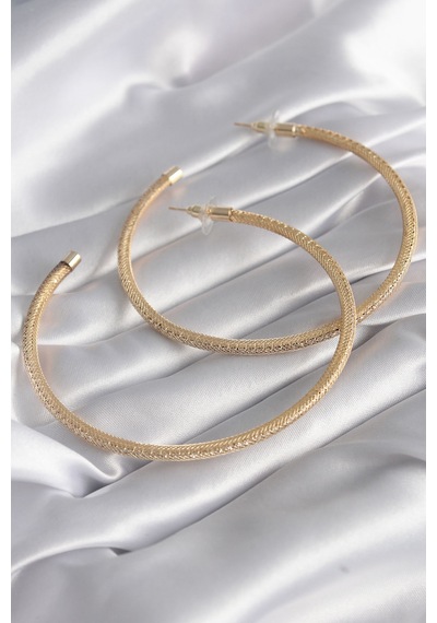 Pirinç Gold Renk Hasır Halka Model Zirkon Taş Detay Kadın Küpe - Tj-bkp8505 Diğer