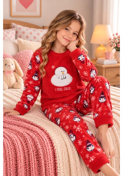 Free Beka Kız Çocuk Yılbaşı Desenli Yumuşak Kalın Kışlık Aplike Nakışlı Polar Pijama Takımı Ve Göz Bandı Sıcak Tutan Kırmızı Free Beka Kız Çocuk Yılbaşı Desenli Yumuşak Kalın Kışlık Aplike Nakışlı Polar Pijama Takımı Ve Göz Bandı Sıcak Tutan Kırmızı