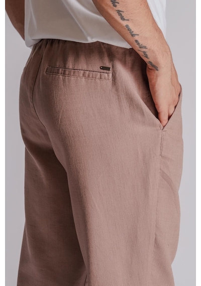 Erkek Yandan Cepli Beli Lastikli Keten Dokulu Relaxed Fit Jogger Pantolon Vizon Vizon
