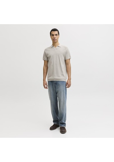 Jack & Jones Erkek Triko V Yaka Tisört- Hill - 12288251 Oatmeal