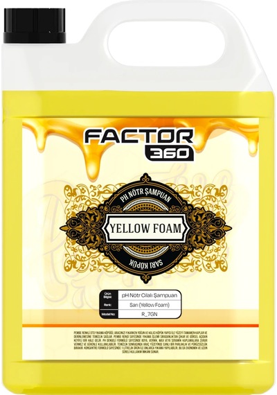 Factor360 Yellow Foam Sarı Renkli Oto Yıkama Köpüğü Oto Şampuan 1:15 Konsantre 5 L