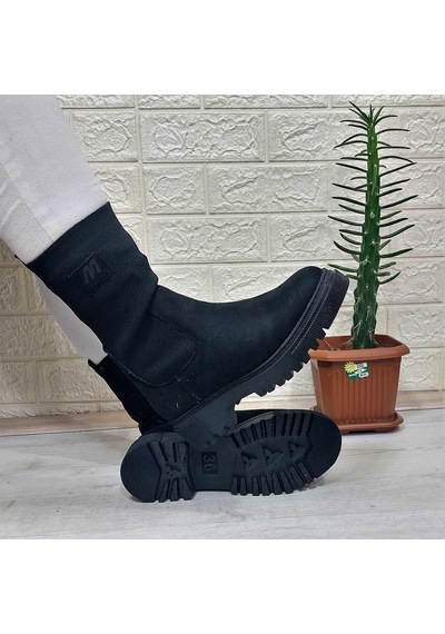 M.p 2746 Siyah Süet Bilekten Lastikli 27cm Bayan Bot 001