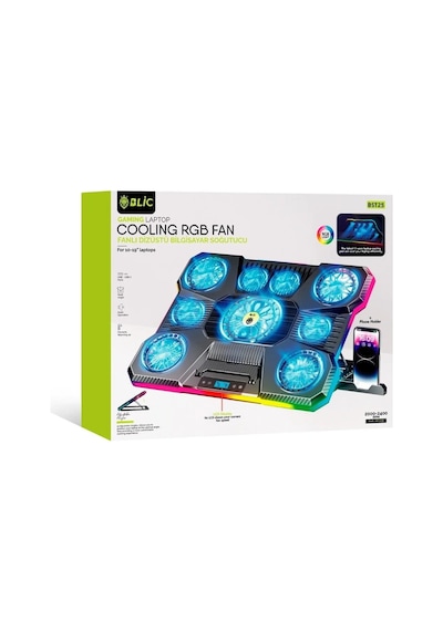 Miaxtreme Siyah Rgb 9 Fanlı Lcd Ekranlı 10-19" Inç 2.400rpm Telefon Tutacaklı Notebook Dizüstü Soğutucu Stand