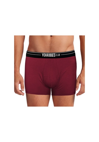 Yohannes Club, Erkek Özel Anatomik Pamuklu Boxer, Renk Seçenekli, Tekli Paket Bordo