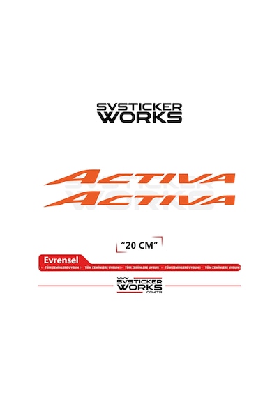 Honda Activa Sticker Uyumlu Yazı Yüksek Kalite Özel Kesim Folyo 2'li Set Turuncu