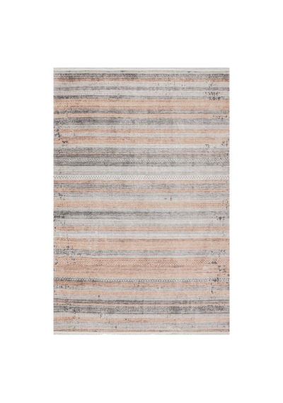Outdoor & Indoor Kilim Bej Gri Çizgili Minimal Tasarım Kaymaz Taban Bej Bej