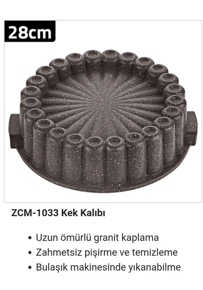 Granit Döküm Tart Kalıbı Kek Kalıbı 28 Cm Beyaz - Siyah