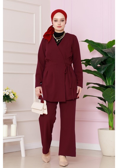 Sevitli Yandan Bağlamalı Hürremtakım-bordo-4747