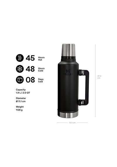 Classic Legendary 2qt Vakumlu Termos 1.9 Litre - Siyah Paslanmaz Çelik Çok Renkli