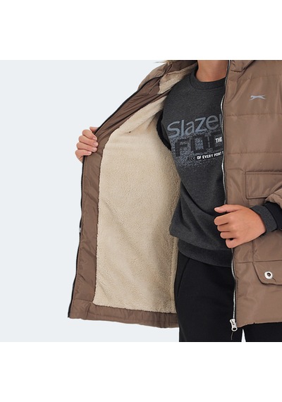 Slazenger CAMELIA Çocuk Kapüşonlu Bej Mont & Kaban