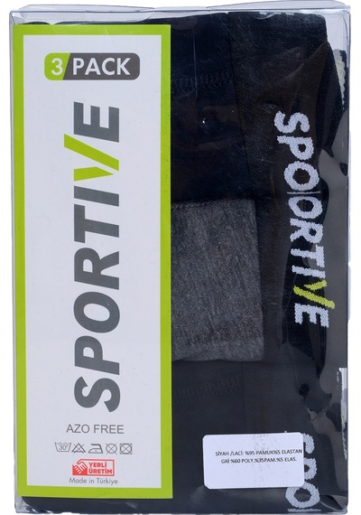 Sportive Spt Erkek Gri Günlük Stil 3'lü Boxer 24kbxr01-rnk 1658363 Gri