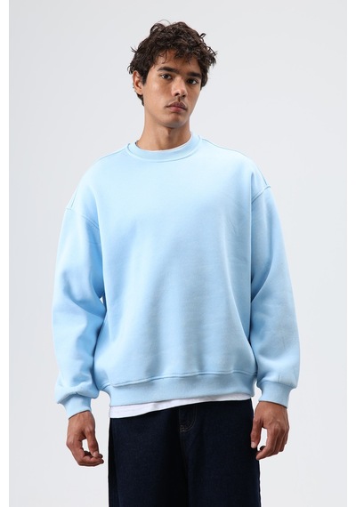 Vamos Basic Oversize Yıkamalı Sweatshirt Bebek Mavisi