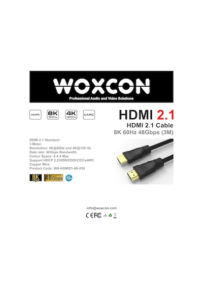 Hdmi 2.1 Kablo - 8k 60hz, 4k 120hz, 4k 60hz, Earc, Hdr, D-hdr, Hdcp2.2, Dolby Vision, Dolby Atm Standart 73070290