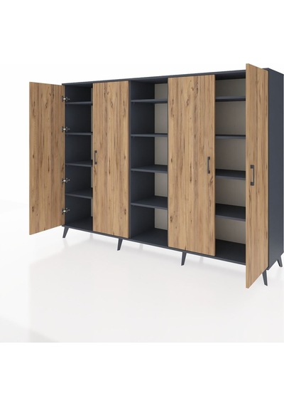 Hyperion Dolap 12 Raflı 4 Kapaklı 220x44x163 Antrasit-çam/antrasi Antrasit-çam/antrasit Hyperion Dolap 12 Raflı 4 Kapaklı 220x44x163 Antrasit-çam/antrasi Antrasit-çam/antrasit