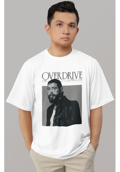 Tasarım Overdrive Post Malone Rapper Şarkıcı Baskılı Unisex Overs Beyaz