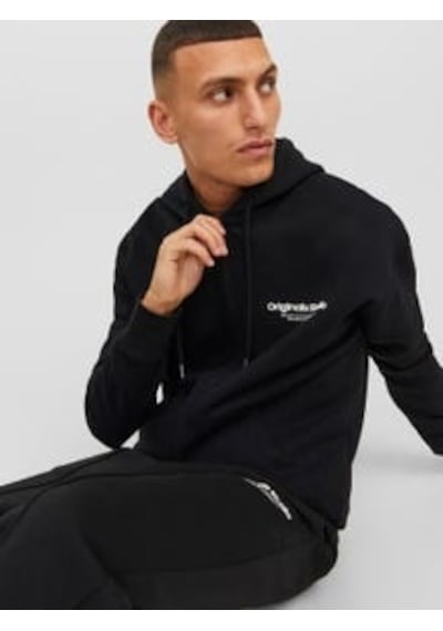 Jack & Jones Erkek Kapüşonlu Fermuarlı Sweatshirt-siyah Siyah