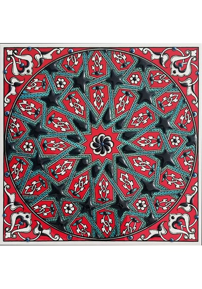 Armada Çini 20x20 Cm ED 320 İznik Desen Geometrik Kütahya Çini Ka