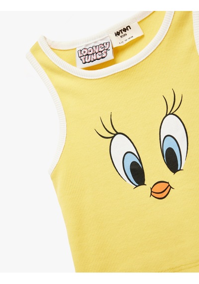 Koton Tweety Lisanslı Baskılı Pamuklu Kolsuz Bisiklet Yaka Atlet Sarı 6skg30012ak Sarı