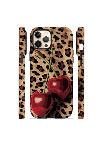 Velvoria Valestra Leopar Kiraz Apple iPhone Uyumlu 12 Pro Max Darbe Korumalı Kılıf Valestra Select - Leopar Kiraz