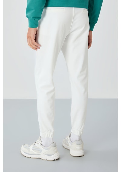 Tommy Life Ekru Yüzeyi Dokulu Standart Fit Erkek Eşofman Alt - 82156 Ekru
