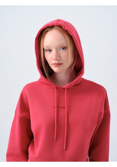 Loose Crop Kadın Sweatshirt Kırmızı