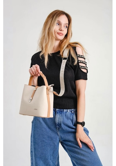 Just Polo Kadın El Ve Omuz Çantası Orta Boy 6011mh Camel - Krem
