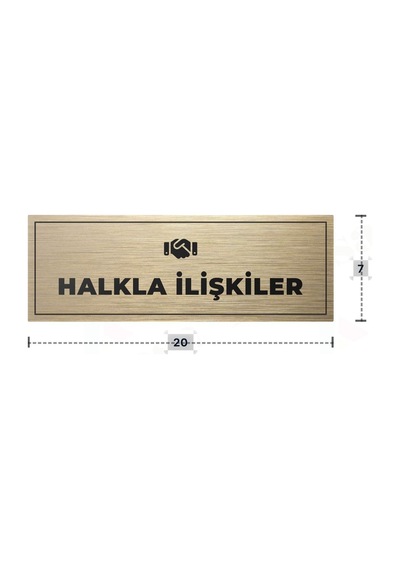 Halkla İlışkıler Yazılı - Metal - Gold Renk - Kapı İsimliği - 20x7 Cm