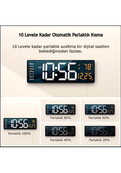 Dailylink Kumandalı Duvara Monte Dijital Duvar Masa Saati Geri Sa