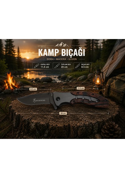 Browning Kamp Bıcağı Çakı Şık Tasarım Antrasit