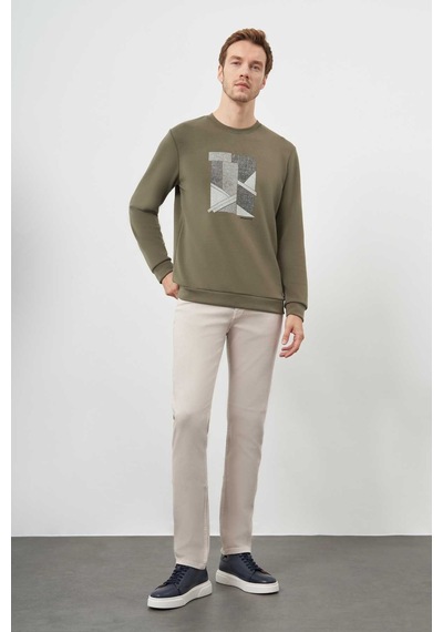 Morven Erkek Yeşil Trend Bisiklet Yaka Sweat-shirt 25ks063004700 Yeşil Yeşil