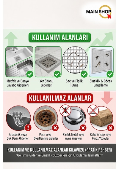 Mainshop 10 Adet Yapışkanlı Banyo Gider Filtresi M-740 Çok renkli