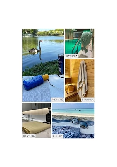 Lucıdus %100 Organik Pamuk Peştemal Hızlı Kuruyan, Kum Tutmayan Plaj & Banyo Havlusu Premium Türk Havlusu, Oeko-tex Sertifikalı Karamel Elmas Açık