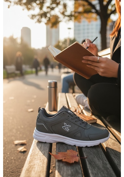 Enoch Erkek Tabanlı Koşu Ve Yürüyüş Ayakkabısı - Fileli Sportif Sneaker Füme