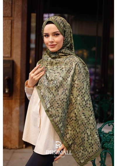 Mimiyum Benekli Desen Soft Şal Haki