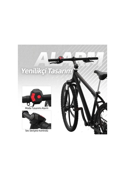 Carrybright 2'si 1 Arada Güvenlik Alarmlı Şarj Edilebilir Bisiklet Kornası Genel