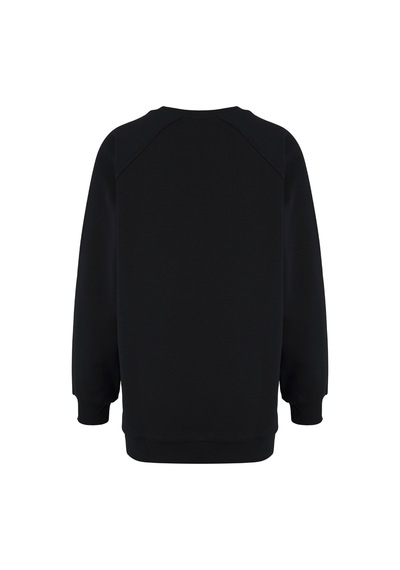 Fabrika Siyah Kadın Bisiklet Yaka Oversize Sweatshirt Falu-y