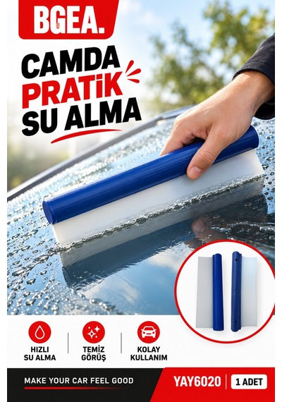 Bgea Silikon Oto Cam Çekçek Su Alma Spatulası Mavi 1 Adet