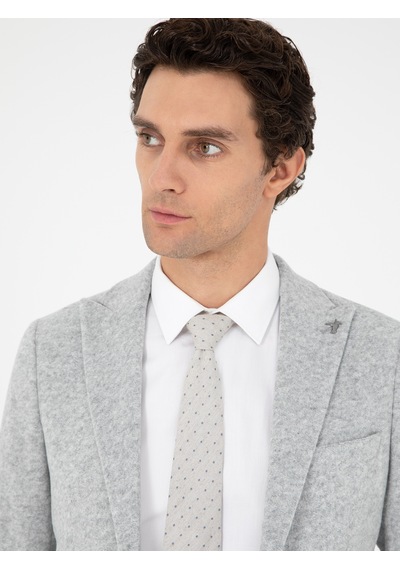 Cacharel Açık Gri Slim Fit Yün Karışımlı Spor Ceket