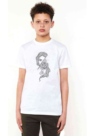 Tshirthane Girl Skull Baskılı Unisex Çocuk Beyaz T-Shirt