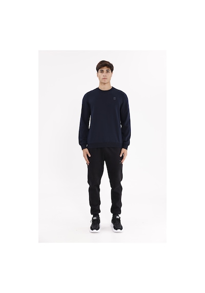 Rowinger Minimal Logolu Bisiklet Yaka Ribana Manşetli Rahat Kalıp Mevsimlik Sweatshirt Navyblue