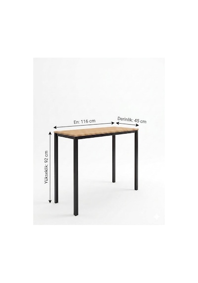 Meşe Siyah Bar Masası 116x45x92cm Mutfak Masası, Kahve Köşesi Ve Çok Amaçlı Kullanım