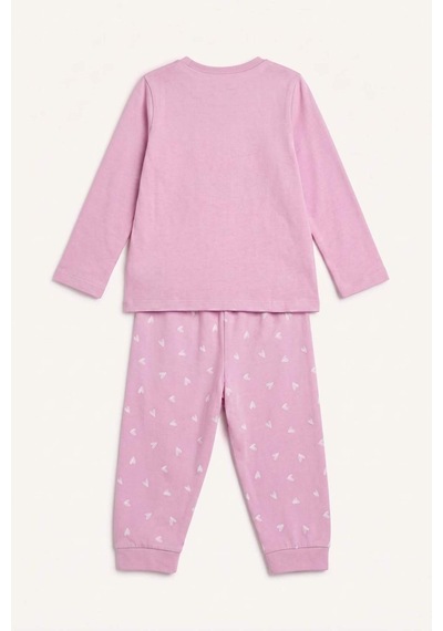 Defacto Bisiklet Yaka Baskılı Üst Lastikli Paça Alt 2li Pijama Takımı Kız Bebek I1003a526aupr139 Mor-pr139